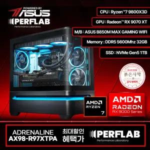 라이젠7 9800X3D RX9070XT 16GB 게이밍 컴퓨터 어드레날린 AX98-R97XTPA 라데온 그래픽카드 AMD 데스크탑 조립 PC 본체