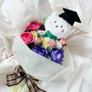 사탕 꽃다발 졸업식 축하 비누꽃다발 곰인형 꽃다발