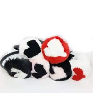 하트 토끼털 귀마개 겨울 방한 골프 퍼 털 귀도리