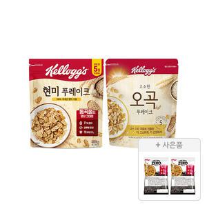켈로그 현미후레이크 550g, 1개+오곡후레이크 570g, 1개+증정(프로틴 그래놀라 제로슈거 40g, 2개)