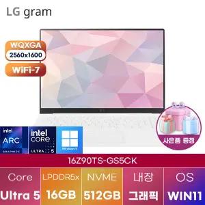 LG 그램 프로16 16Z90TS-GS5CK Ultra5 Arc 130V 16GB 512GB WIN 11 HOME 인강용 대학생 노트북