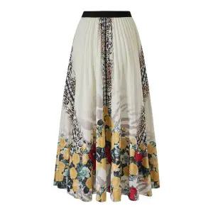 [미니멈][미니멈 에브리데이]레오파드 빈티지 플라워 믹스 패턴 롱 스커트 (EC1WH005D)