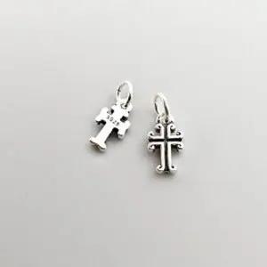 비즈팡 [SVP-25-02] 순은펜던트 실버925 미니엔틱십자가 6x10mm+O링 두께1.7mm ,1개