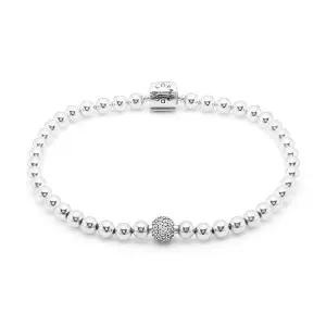 판도라 598342CZ 시그니처 비드 & 파베 실버 팔찌