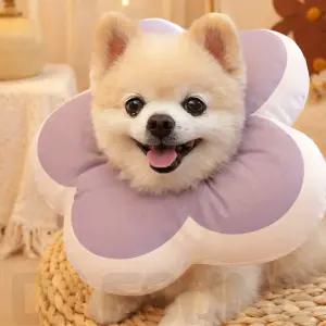 듀오독 플라워 강아지 넥카라 (바이올렛) 방수 고양이 중성화 도넛쿠션 S M L