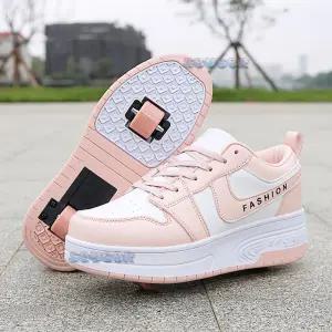 접이식 바퀴 운동화 아동 롤러슈즈 힐리스 단이중휠 겸용 성인 가을겨울용