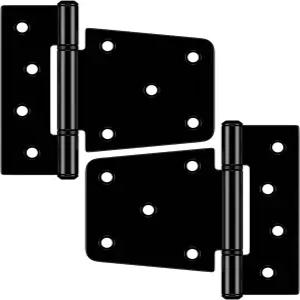 3.5인치 헤비 듀티 게이트 경첩 나무 울타리 마당 문 비닐 차고 실내 실외용 경첩(2팩)용 추가 두꺼운 블랙