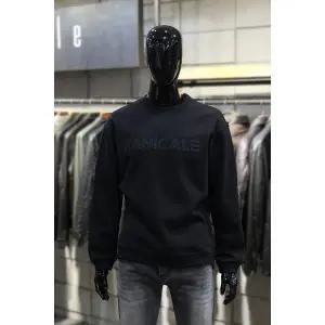 [빠니깔레] 블랙로고자수 레귤러핏 맨투맨티 m-rtee06bk (P003758930)