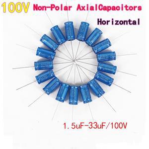 10PCS 100V 무극성 축형 전해 콘덴서 크로스오버 수평 트위터 1.5μF2.23.3μF4.7μF10