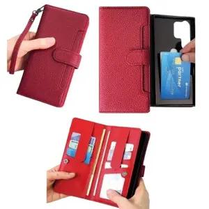 HT1) 갤럭시 S24울트라 케이스 SM S928N 가죽 더블팡 양면형 내부 카드 수납 스트랩 지갑