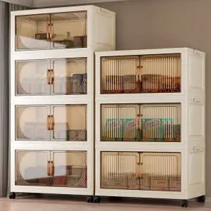 양문형 너비 대용량 조립식수납장 보관함 접이식수납장 특대형 투명(1) 다용도