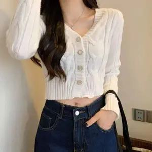 3컬러 JM37IY42 꽈배기패턴 봄 가을 숏기장 브이넥 긴팔가디건