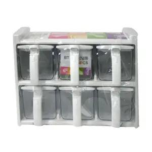 BT밀폐양념통 6P가정용 세트 플라스틱 투명 설탕 소금 고춧가루 소스 케이스 밀폐 손잡이