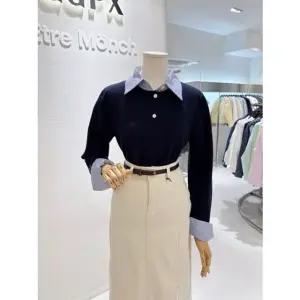 [갤러리아] 셔츠배색 긴팔니트(Q2KP004B)