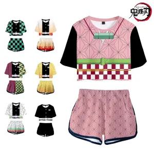 블루바구니 귀멸의칼날 젠이츠  코스프레 여름 반바지 반팔 잠옷 세트