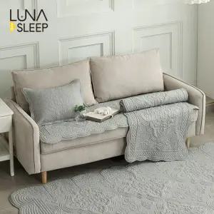 [루나앤슬립] (4인용와이드)통워싱 목화솜 자수퀼팅 소파패드 3종 (소파패드*2+다용도매트+1)