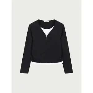 [하프클럽/]여성 웨일 슬림핏 레이어드 집업 가디건_100(10570-131-403-45)