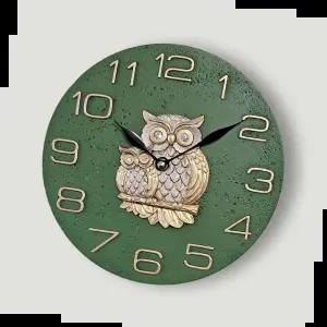 고급벽시계 엔틱 그린 대리석 부엉이 거실 무타공 무소음 벽시계