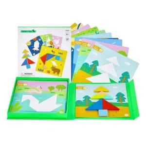 유아 자석 탱그램 칠교와 카드놀이 세트 두뇌연습 지혜판 교구 유치원