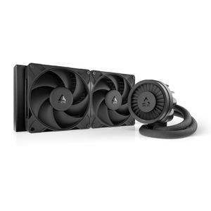 ARCTIC 액체 냉동고 III Pro 280 - AIO CPU 쿨러, 2 x 140mm 수냉식, 38mm 라디에이터, PWM 펌프, VRM 팬, AMD AM5/AM4, 인텔 LGA1851/1770 접점 프레임 블랙