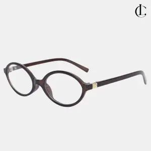 여성 데일리 패션 뿔테 아이웨어 긱시크 브라운 오벌 안경 LEYZ001