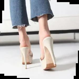 높은굽슬리퍼 국내제작 투명 스트랩 가보시 뮬 슬리퍼힐 킬힐Y