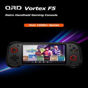 오리지널 QRD Vortex F5 레트로 휴대용 게임 콘솔 5.5인치 IPS 화면 리눅스 시스템 HALL 조이스틱 LED 조명