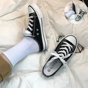 여성성스니커즈 여자 슬리퍼 봄 여름 스니커즈 캔버스 뮬 블로퍼 여성