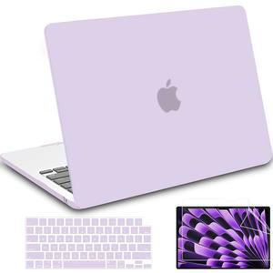 맥북 에어 15인치 케이스 2025 2024 2023 M4 M3 M2 모델 A3241 A3114 A2941 맥 보호용 견고한 하드 쉘 + 키보드커버 화면 보호기 라벤더 퍼플 지원