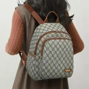 패턴 배색 여성 백팩 심플 베이직 데일리 오피스룩