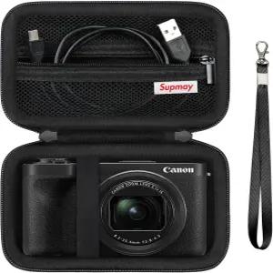 캐논 파워샷 V1 디지털 카메라용 Supmay 하드 캐리링 케이스 배터리 팩용 지퍼 메시 포켓이 있는 수납 홀더