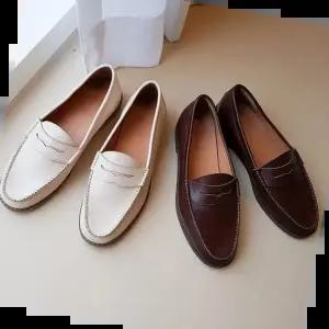 발편한 베이직 스티치 페니 우드굽 여성 단화 로퍼Y