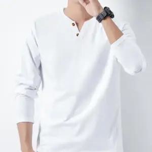 브이넥 긴 팔 티 베이직 라운드 티셔츠 남성 브이넥 긴 팔 티 단추 무지 기본