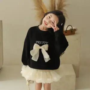 여아동 긴 팔 티 리본 라운드 셔츠 여아동 맨투맨 여아복 가을