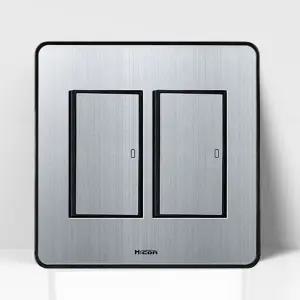 (실버) 현대 하이콘80 2개용 2구스위치/스위치등/스위치/조명/매립/전등/형광등/전기/커버/매립형/매입