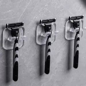 무타공 면도기 걸이 벽걸이 투명 화장실 접착식 면도기 걸이 욕실 케이블 선정리 거치대 다용도 콘센트