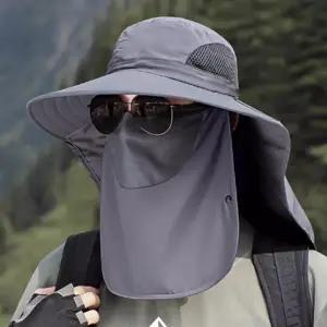 햇빛 가리개 모자 작업용 자외선 얼굴 마스크 일체형 모자 보호 아웃도어 와이드챙 스포츠 야외 버킷 활동