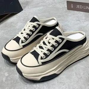 여성 캔버스 뮬 캐주얼 데일리 슬리퍼 여성 뮬 스니커즈 운동화 여름 통굽