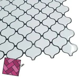 월타일스티커 511 흰색 다마스크무늬 포인트타일