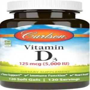 칼슨 - 비타민 D3 5000 IU (125 mcg) 뼈 건강 근육 콜레칼시페롤 D 보충제 소프트 젤 120