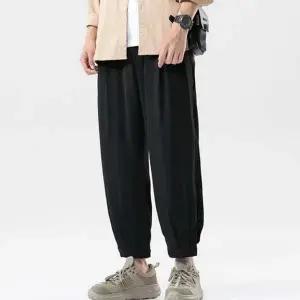 남성 루즈핏 팬츠 데일리 캐주얼 9부 남성 와이드 팬츠 핀턱 트레이닝
