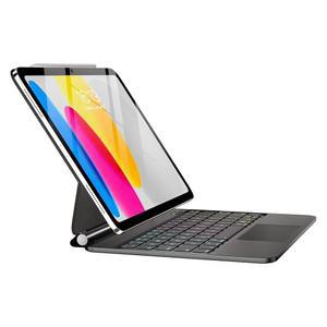 [미국배송] 키보드가 있는 IPAD A16 11세대/10세대 케이스용 태블릿키어 매직 캔틸레버 마그네틱 커버가 트랙패드 플로팅 레인보우 백라이트 키패드 11인치 2025/10세대 10.9인치 2022 블랙