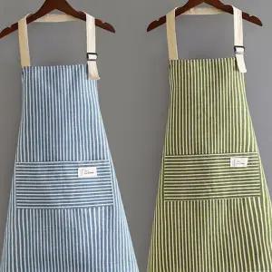 주방 앞치마 다용도 요리용 원피스 줄무늬 앞치마 김장 카페 성인 조절