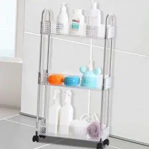 슬림 선반 다용도 트롤리 틈새 이동식 선반 수납장 플라스틱 이동형 주방 좁은 3단 욕실 투명 공간