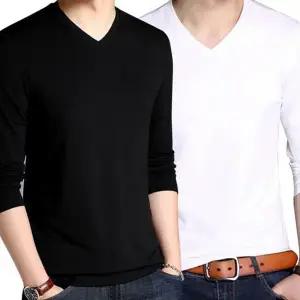 긴 팔 티셔츠 기본 레이어드 데일리 남성 브이넥 티셔츠 무지티셔츠 이너 웨어