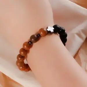 팔찌 카톨릭 십자가 팔찌 묵주 성당 블랙 우드