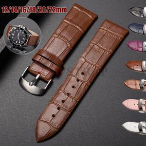 12mm 14mm 16mm 18mm 20mm 22mm 소가죽 시계 스트랩 유니버설 남성용 솔리드 액세서리 블랙 여성 브라운 버클 시계줄