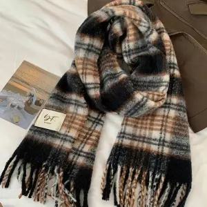 남녀공용 155JZZ74 겨울 따뜻한 보온 수술 데일리 격자무늬 체크 울터치 머플러 목도리