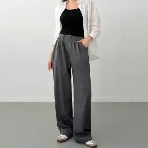 [남녀공용/3단사이즈] 이지 와이드 투턱 반밴딩 슬랙스 3color 하이웨스트 와이드 팬츠 데일리 오피스룩