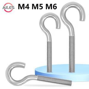 304 스테인레스 스틸 M4 M5 M6 후크 나사 C 모양 아이 볼트 링 12mm 100mm 길이